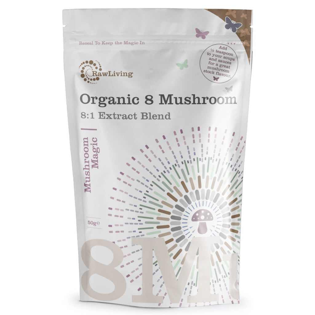 Raw Living 8 Mushrooms 8:1 Organic Extract Powder