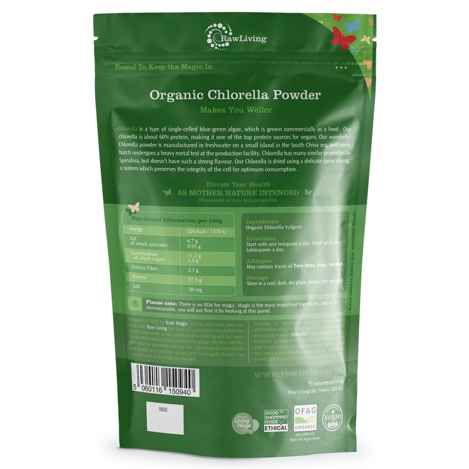 Raw Living Organic Chlorella Powder