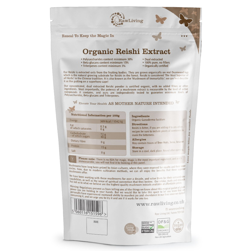 Raw Living Organic Reishi 13:1 Extract Powder