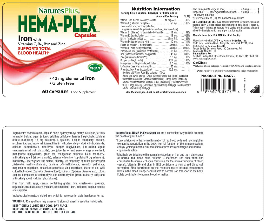 Nature’s Plus Hema-Plex Iron Capsules