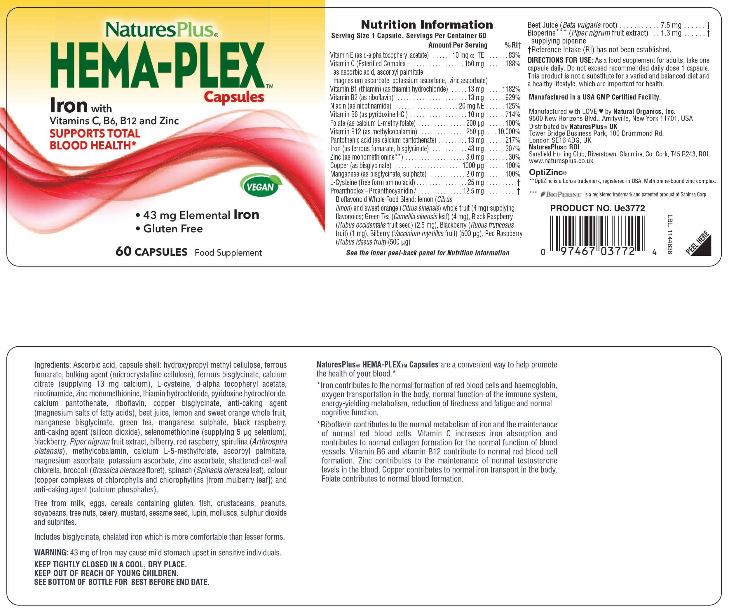 Nature’s Plus Hema-Plex Iron Capsules