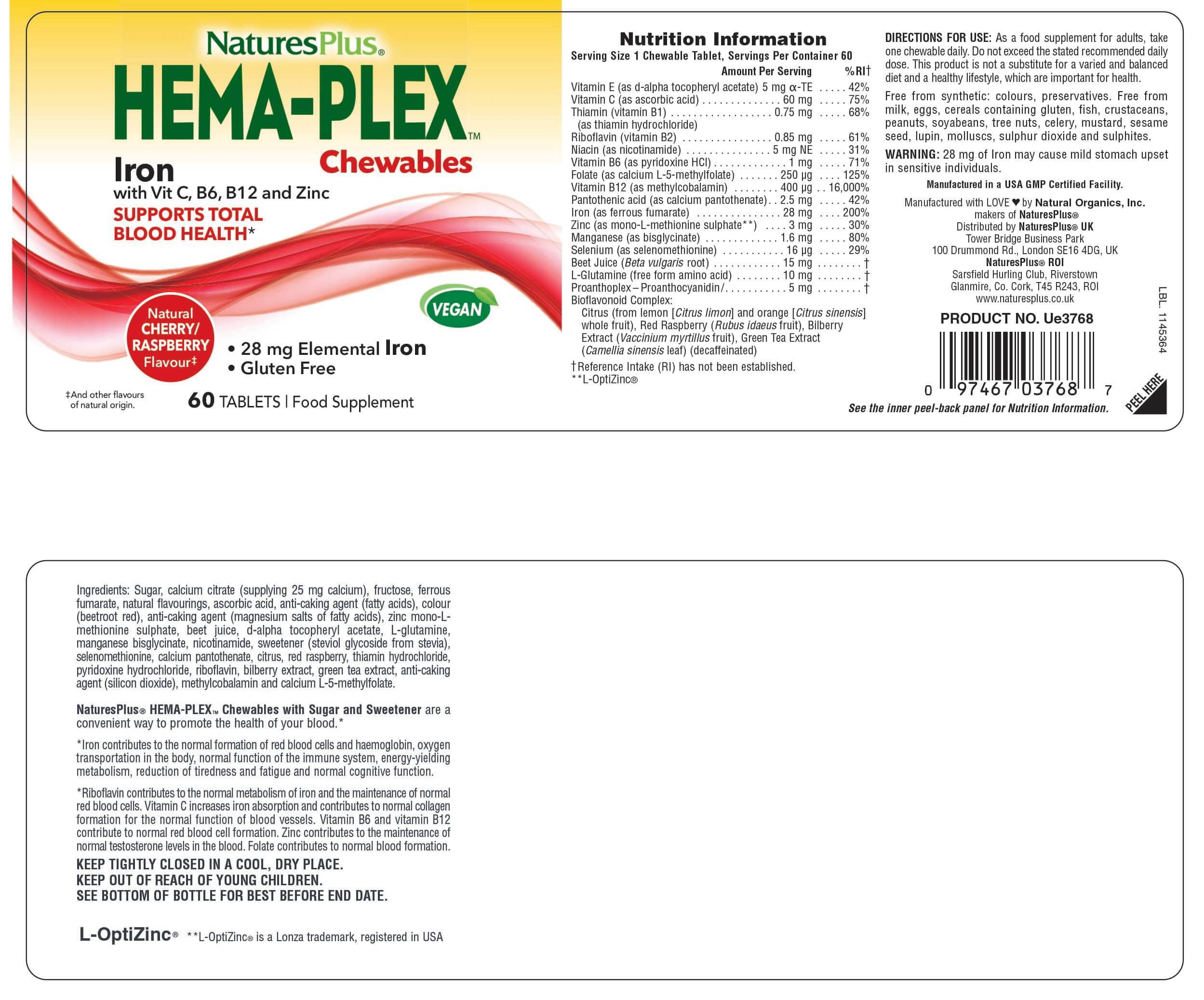 Nature’s Plus Hema-Plex Iron Chewables
