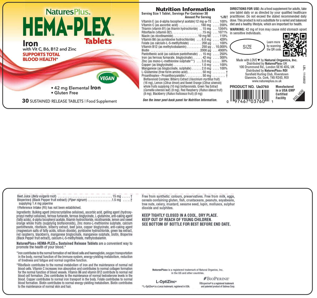 Nature’s Plus Hema-Plex Tablets