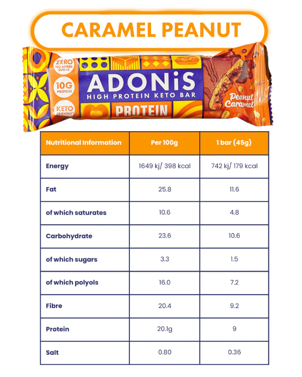 Adonis Caramel Peanut High Protein Bar