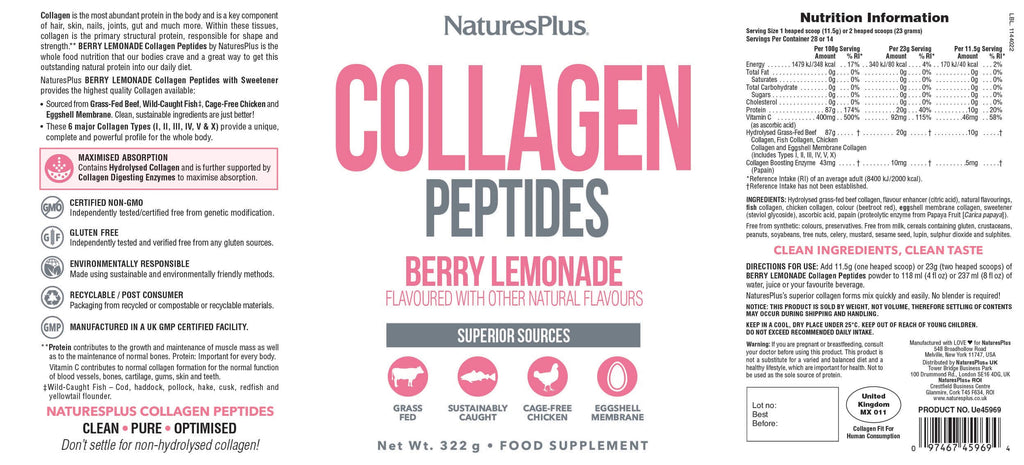 Nature’s Plus Collagen Peptides Berry Lemonade