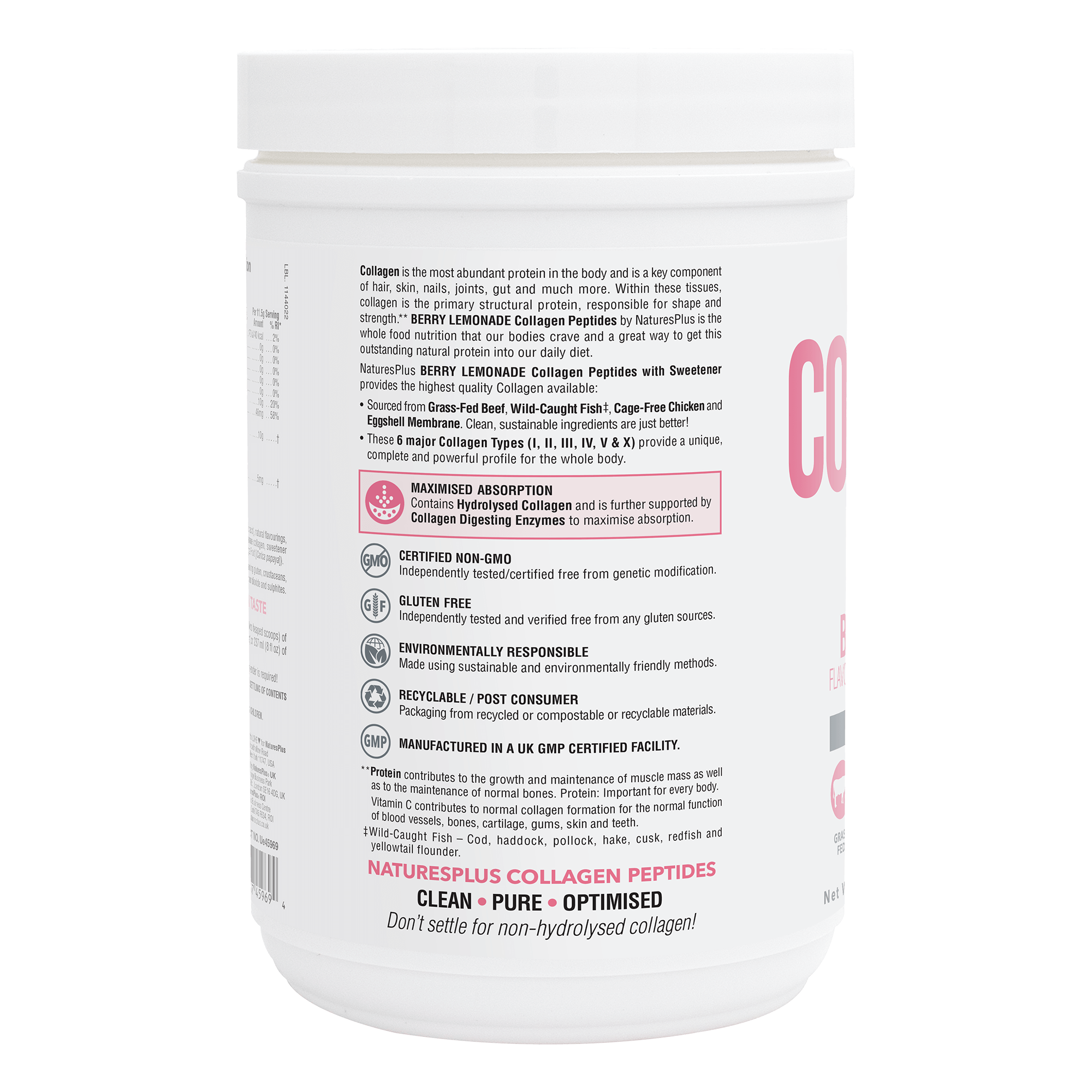 Nature’s Plus Collagen Peptides Berry Lemonade