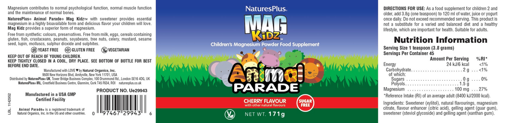 Nature’s Plus Animal Parade Sugar-Free MagKidz Magnesium Powder