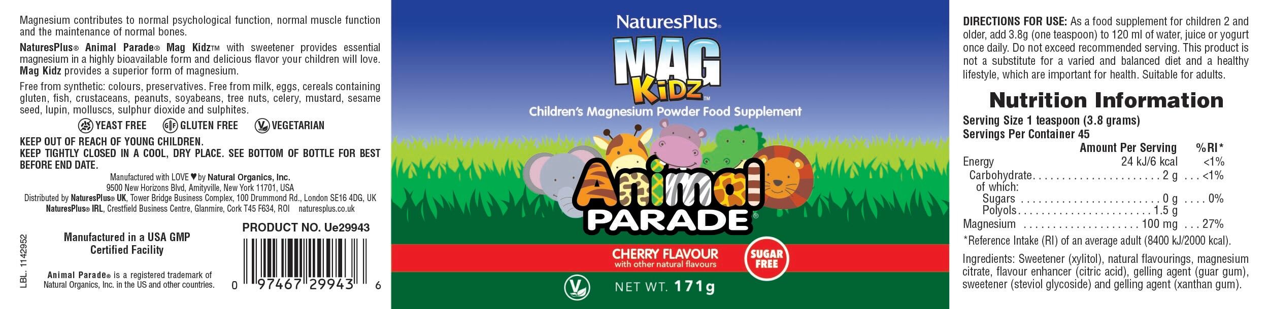 Nature’s Plus Animal Parade Sugar-Free MagKidz Magnesium Powder