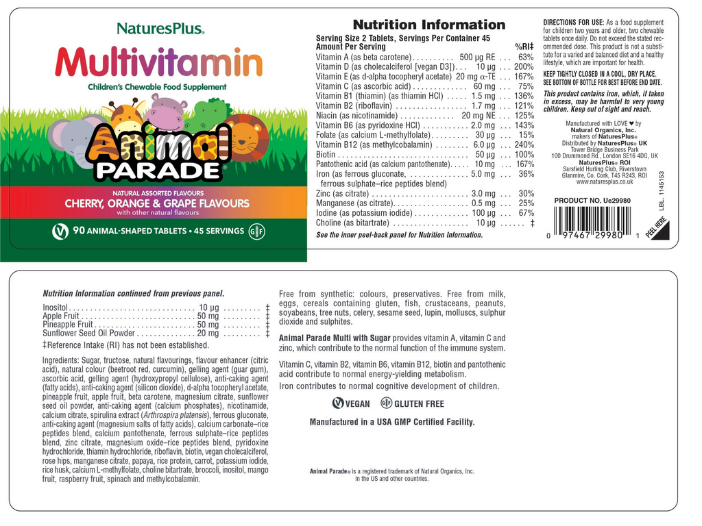 Nature’s Plus Animal Parade Children’s Multi-Vitamin Chewable