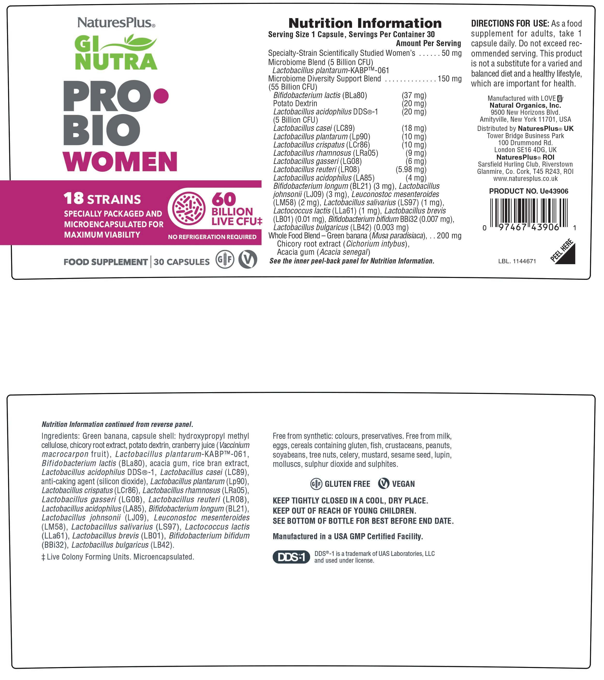 Nature’s Plus GI NUTRA Pro Bio Womwen
