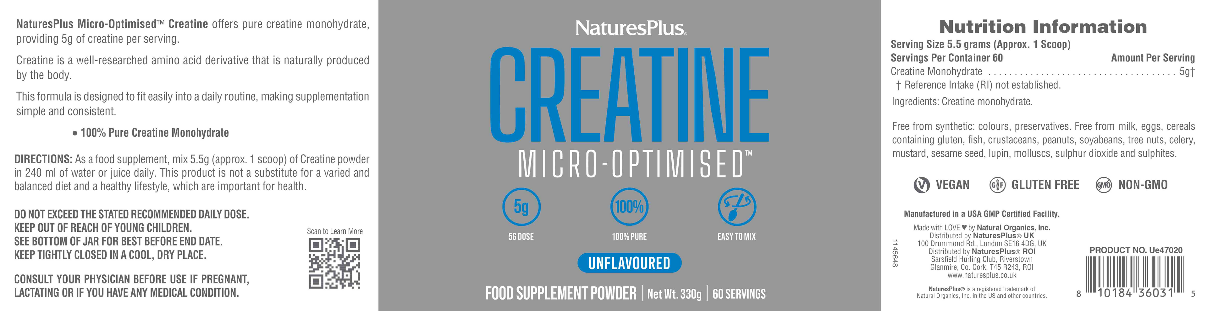 Nature’s Plus Creatine Micro-Optimized Powder