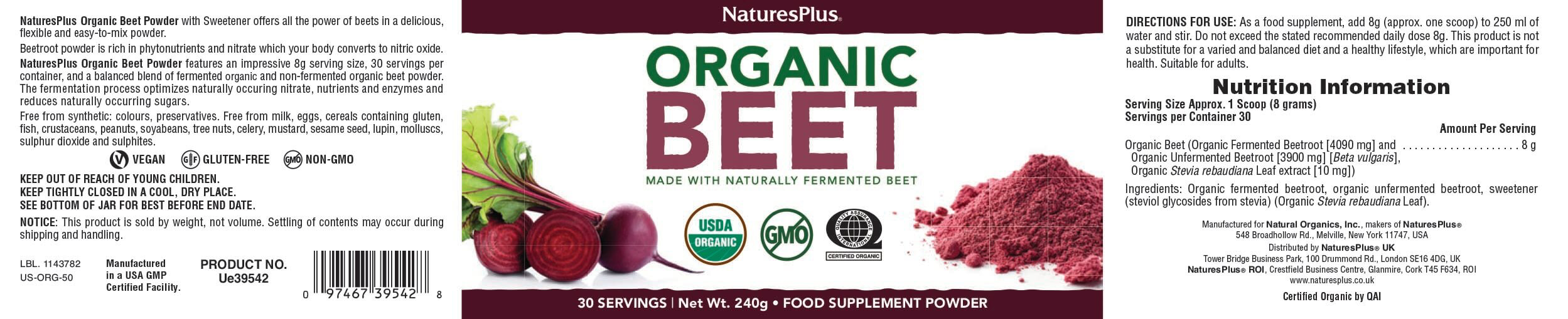Nature’s Plus Organic Beet Powder
