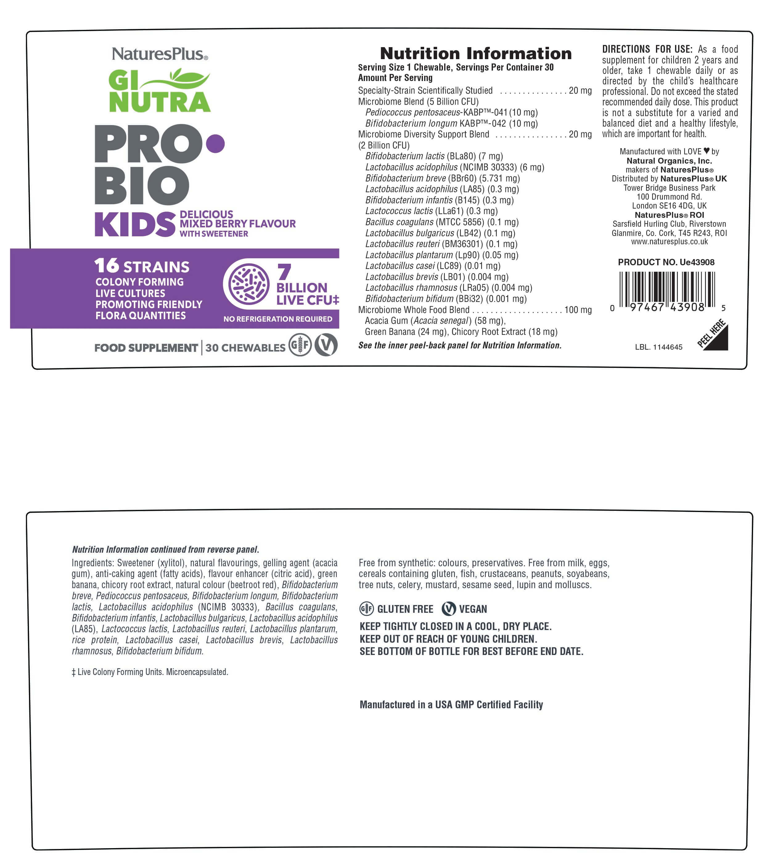 Nature’s Plus GI Nutra Pro Bio Kids