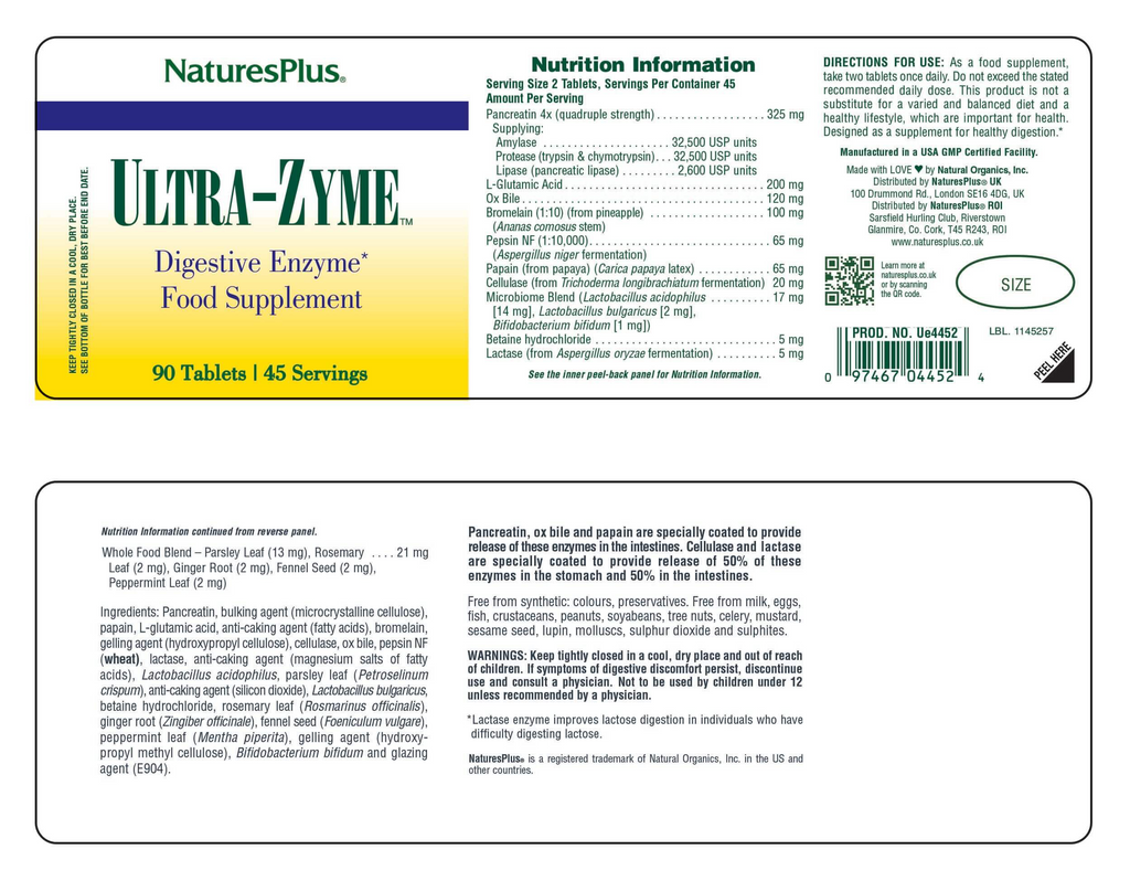 Nature’s Plus U,tea-Zyme Tablets
