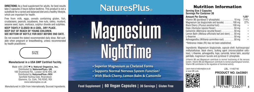 Nature’s Plus Magnesium NightTime Capsules