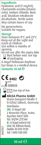A.Vogel Pollinosan Hatyfever Eye Drops